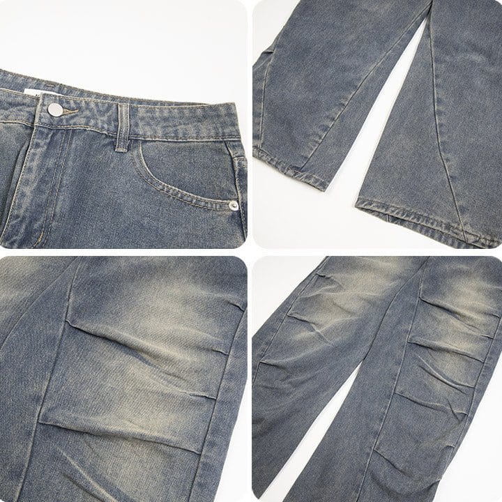 pleated denim jeans for men