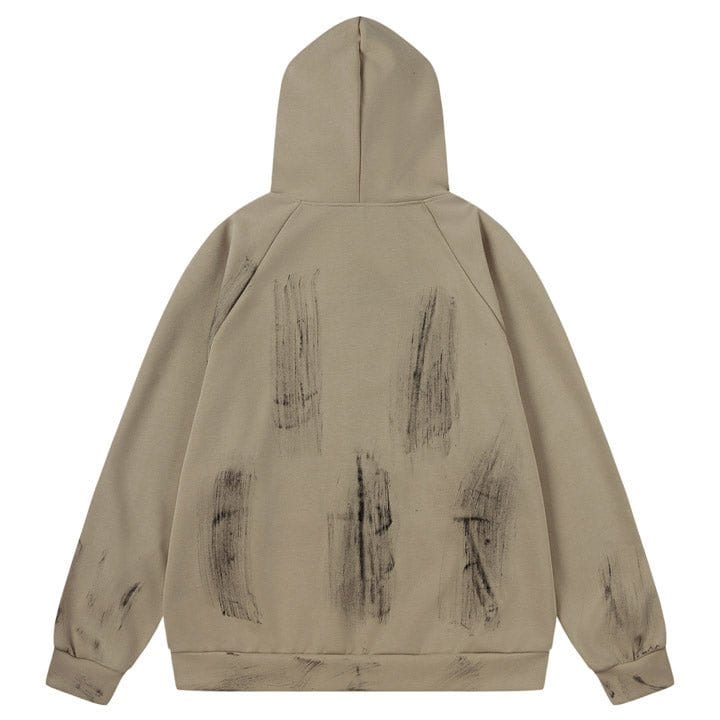 wasteland star print zipper hoodie