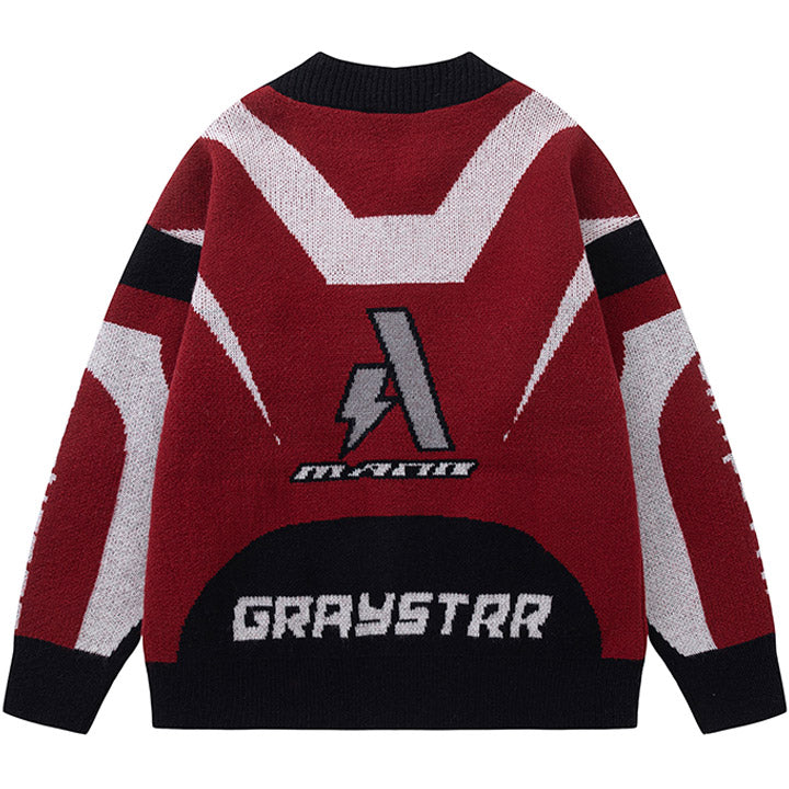 contrast color racing cardigan GRAYSTRR letter