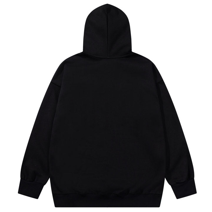 black graphic hoodie