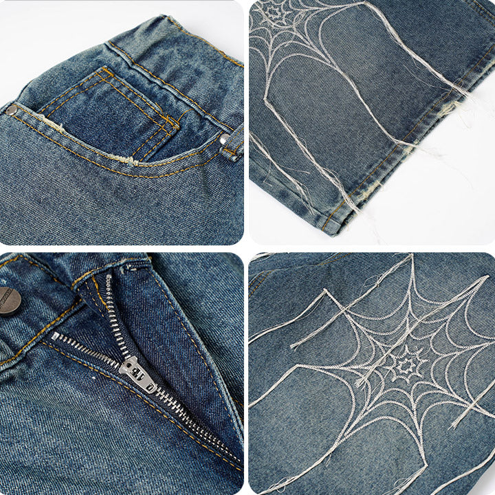 embroidery spider web shorts