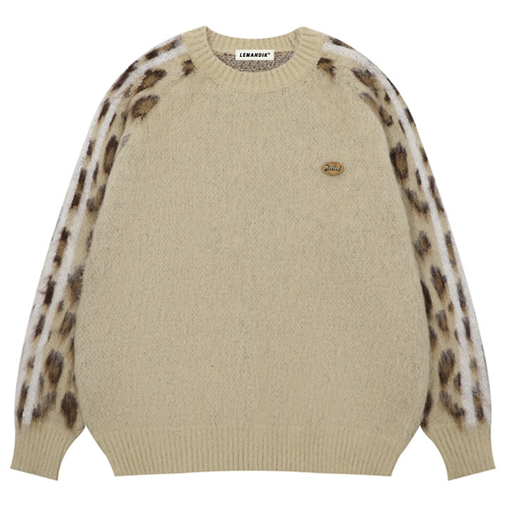 fuzzy sweater cheetah print sleeve