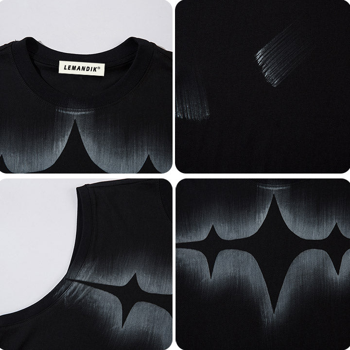 LEMANDIK® Oversize Star Print Sleeveless T-shirt