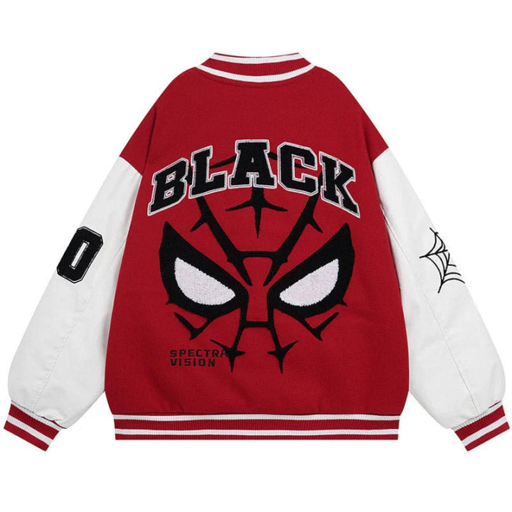 spider pattern red and white jacket