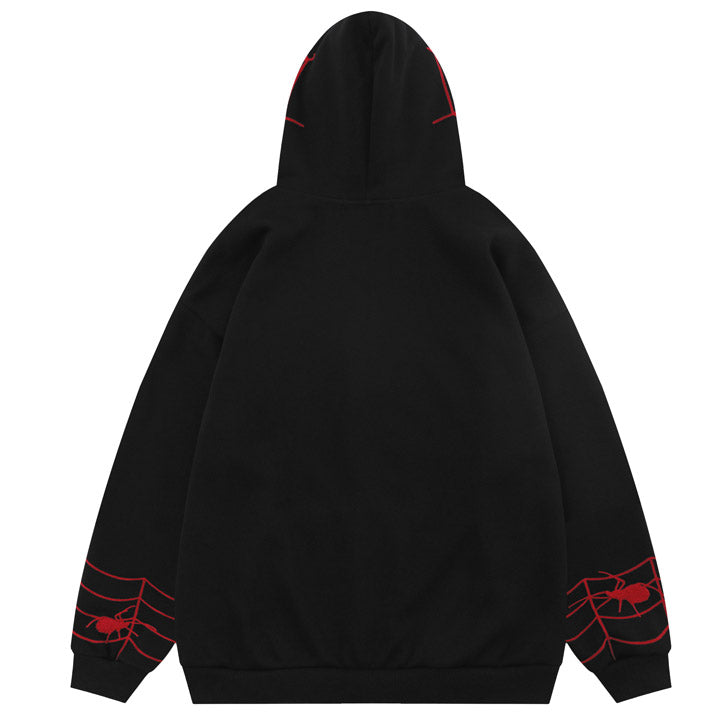 full zip hoodie embroidery spider