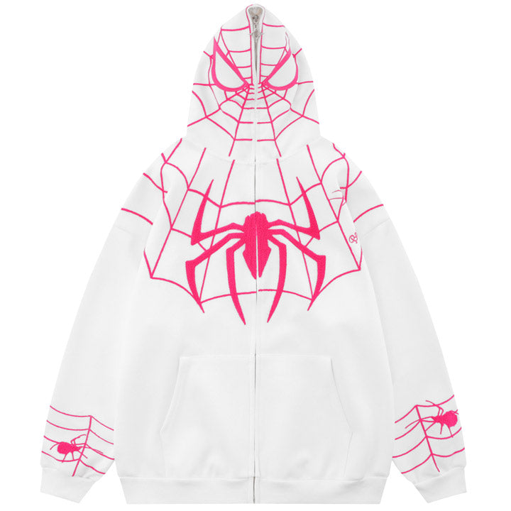 men's full zip hoodie flocked spider