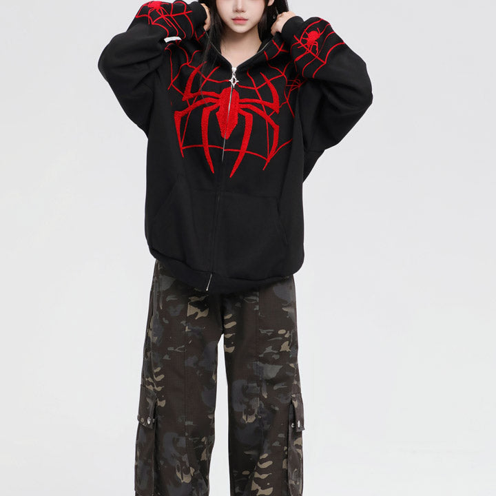 Y2K spider mask zip up hoodie