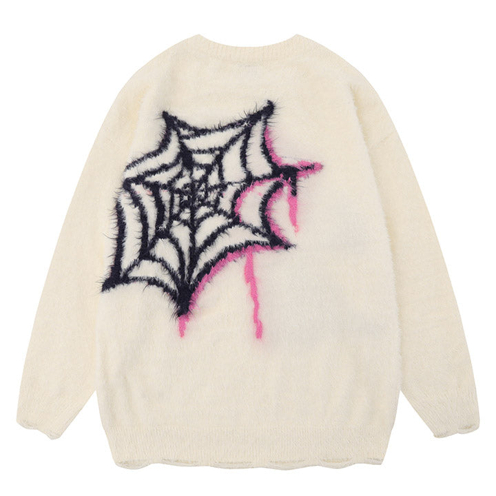 men's fluffy sweater spider pattern