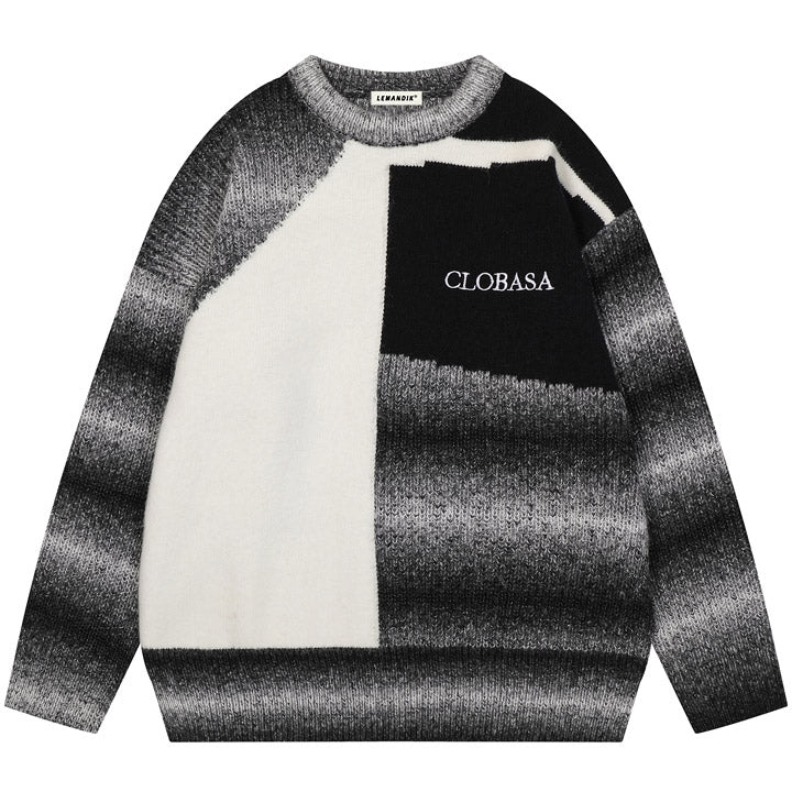 color block knit sweater stripe print