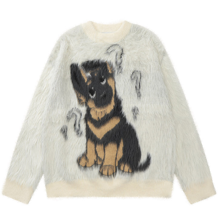 men's fuzzy sweater with dog print