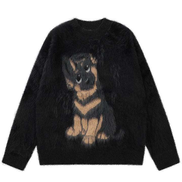 black fluffy sweater German Shepherd Dog