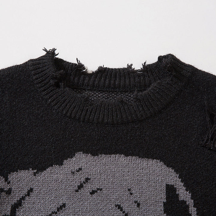 unique knit sweater with skull