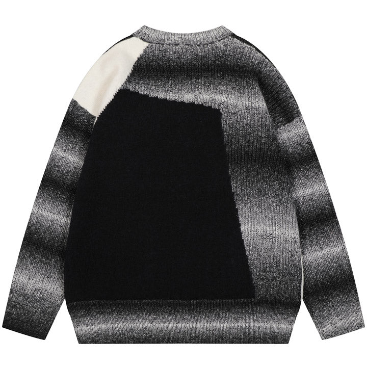 vintage knitted sweater black and grey stripe