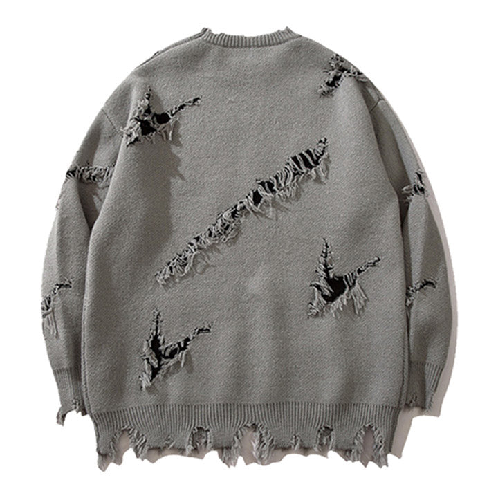 ripped knit sweater for men 