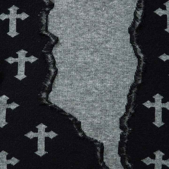 distressed cross knit sweater