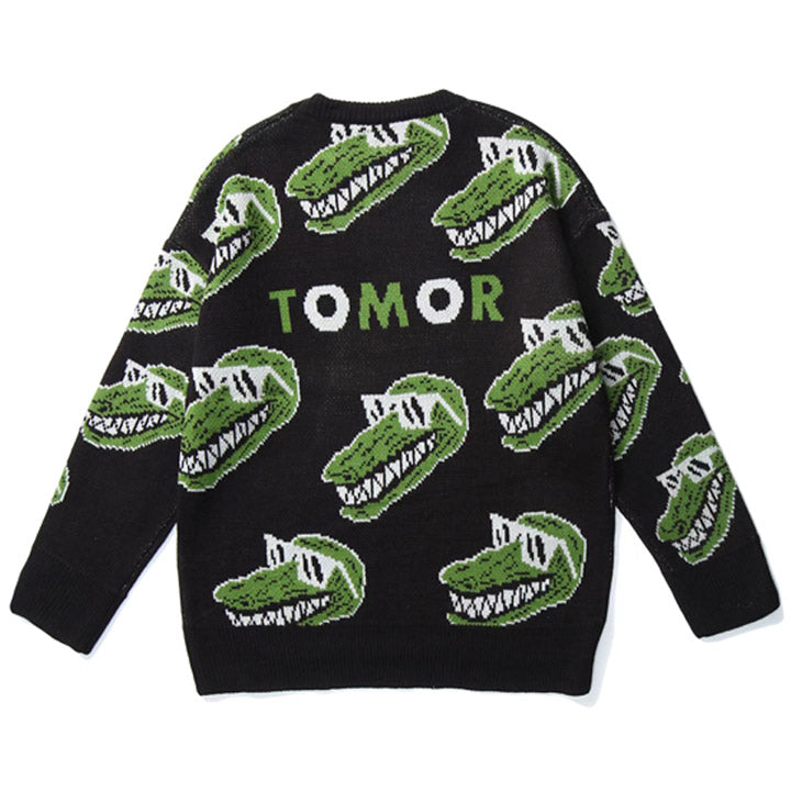 men crocodile pattern knit sweater