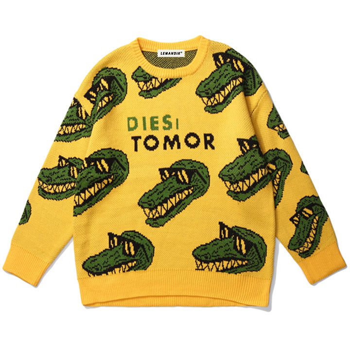  casual streetwear crocodile sweater