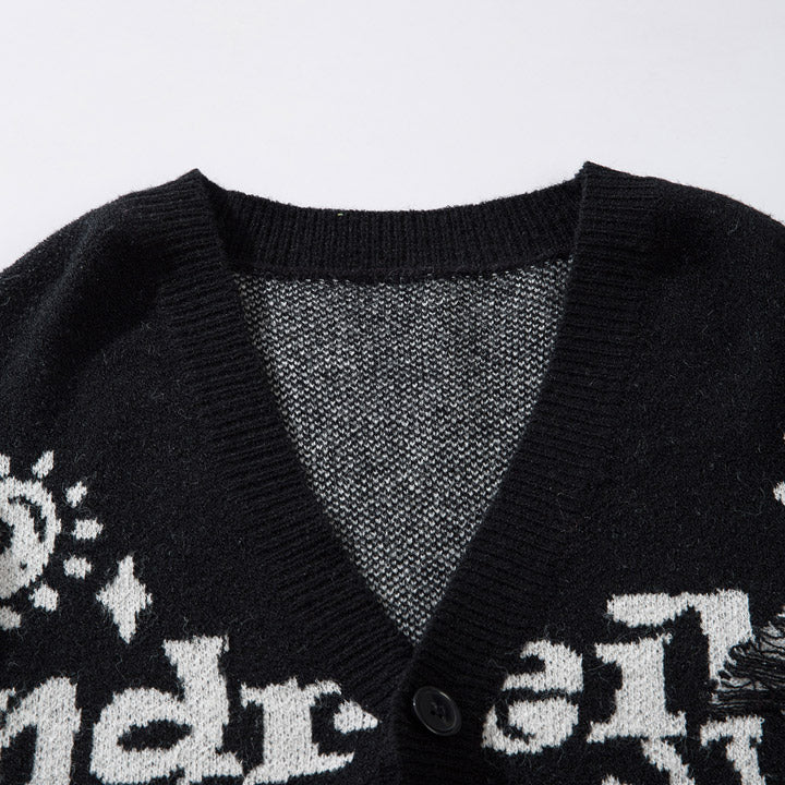 letter sweater cardigan for men