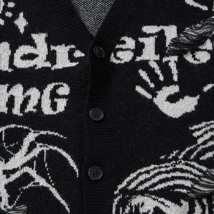 spider pattern knit sweater cardigan