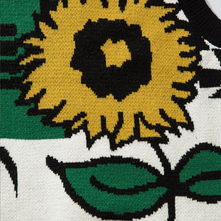 contrast color sunflower sweater vest