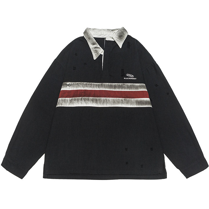 LEMANDIK® Patchwork Color Block Stripe Sweatshirt