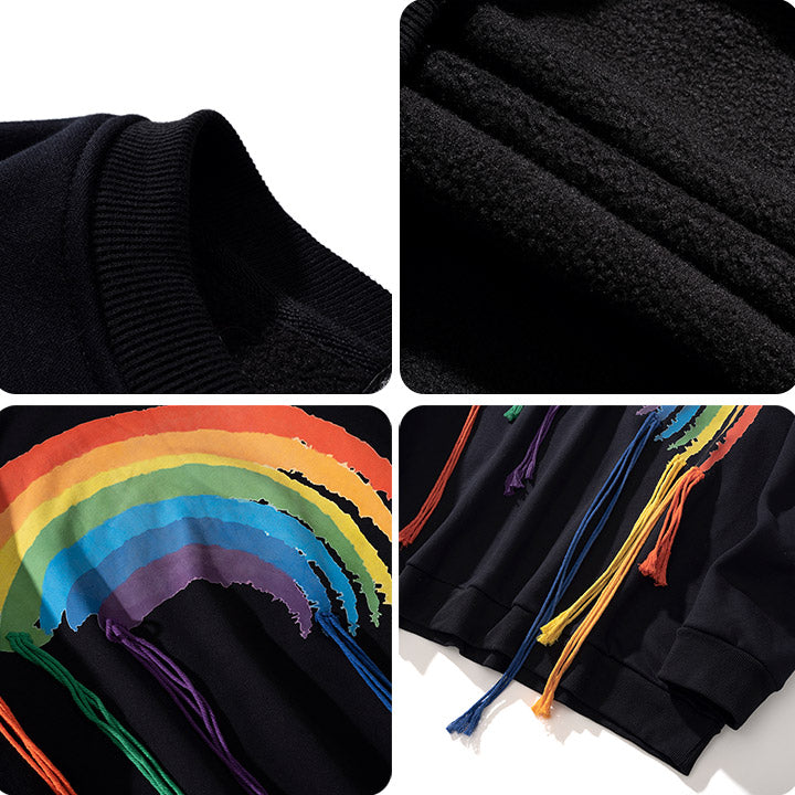 rainbow tassel black sweatshirt