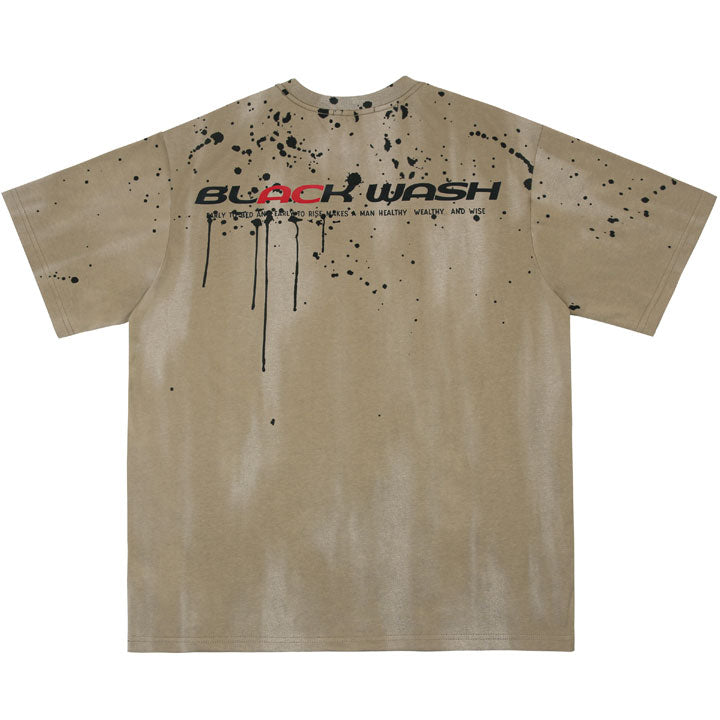 LEMANDIK® T-Shirt mit Palmenprint im Distressed-Look