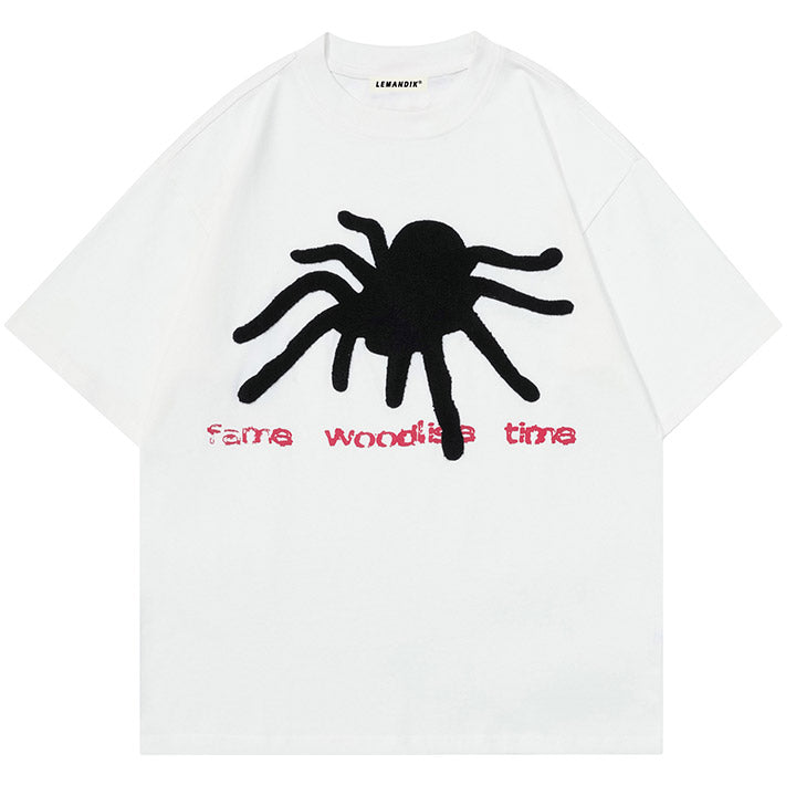 crew neck spider pattern t-shirt