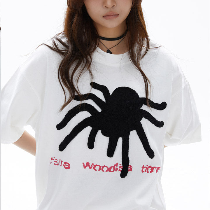flocked fur spider summer t-shirt