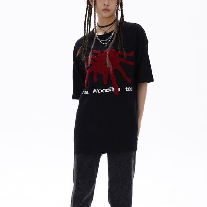 baggy style fur spider T-shirt