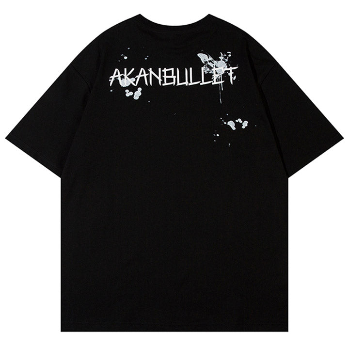 LEMANDIK® Vintage Butterfly Ink Print T-Shirt