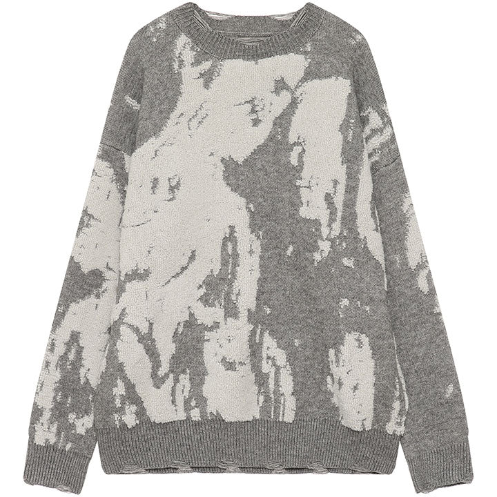 ripped hem contrast color sweater