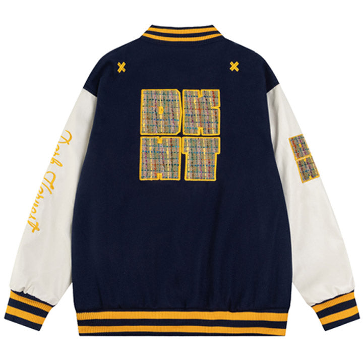 classic checkered letterman jacket