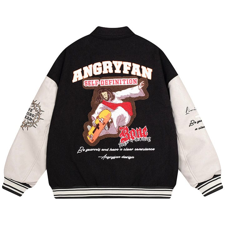 Angryfan Jesus Skateboard varsity jacket