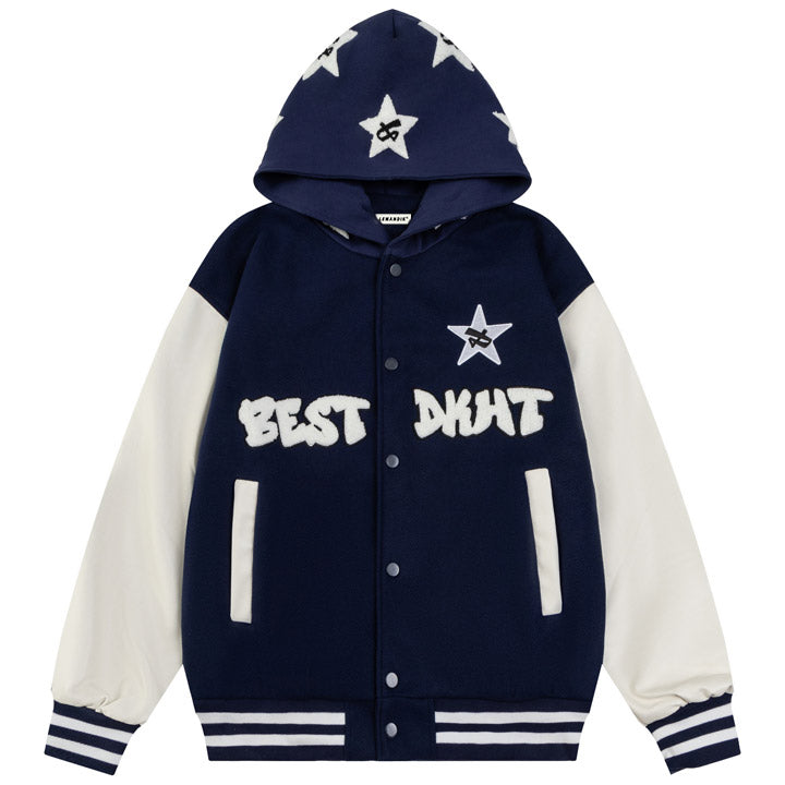 blue and white hoodie with star