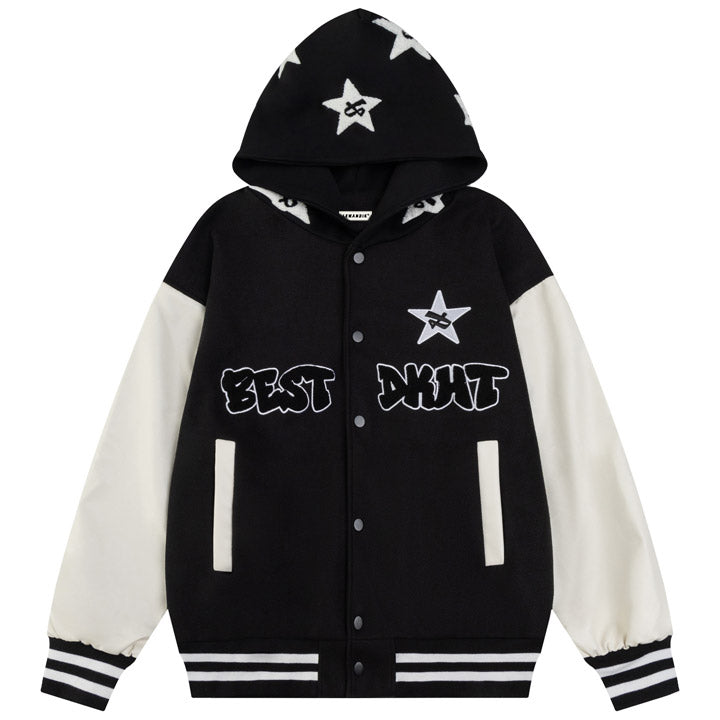 black and white hoodie with stars