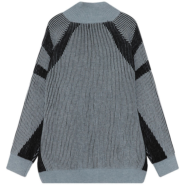 LEMANDIK® Chunky Striped Knit Cardigan Sweater