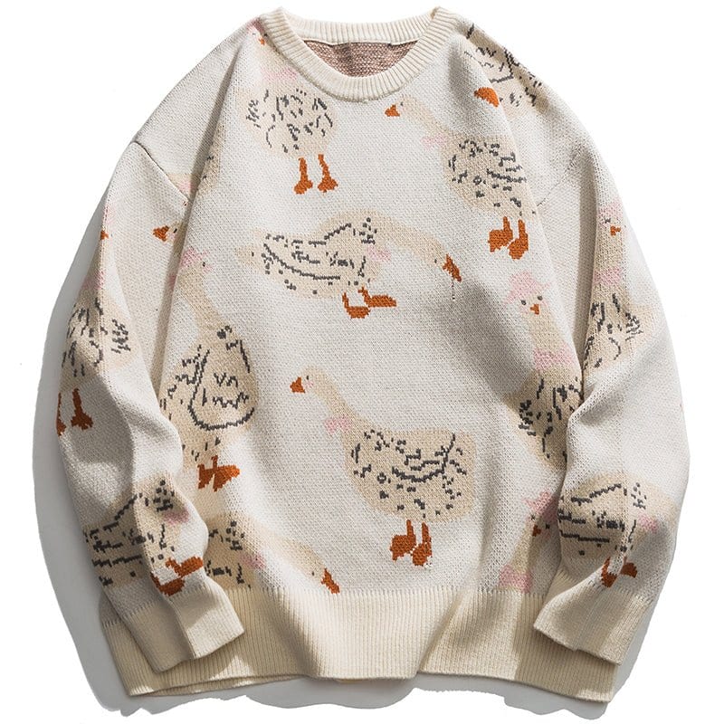 Knitted Sweater Full Goose Print