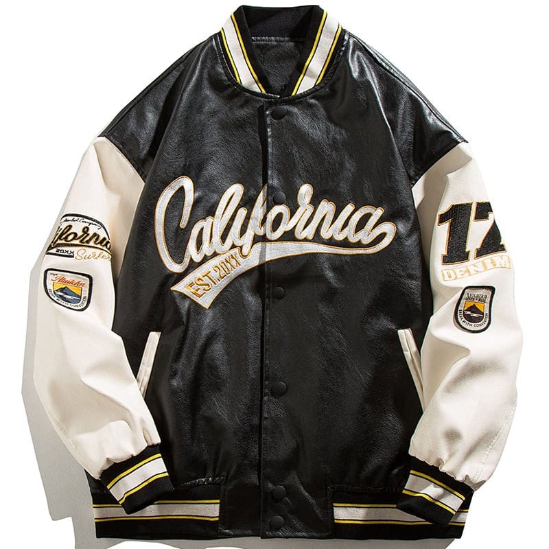 Black leather baseball discount jacket