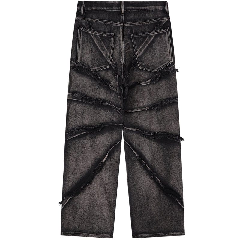 Lemandik® Distressed Wide Leg Jeans Spider Web