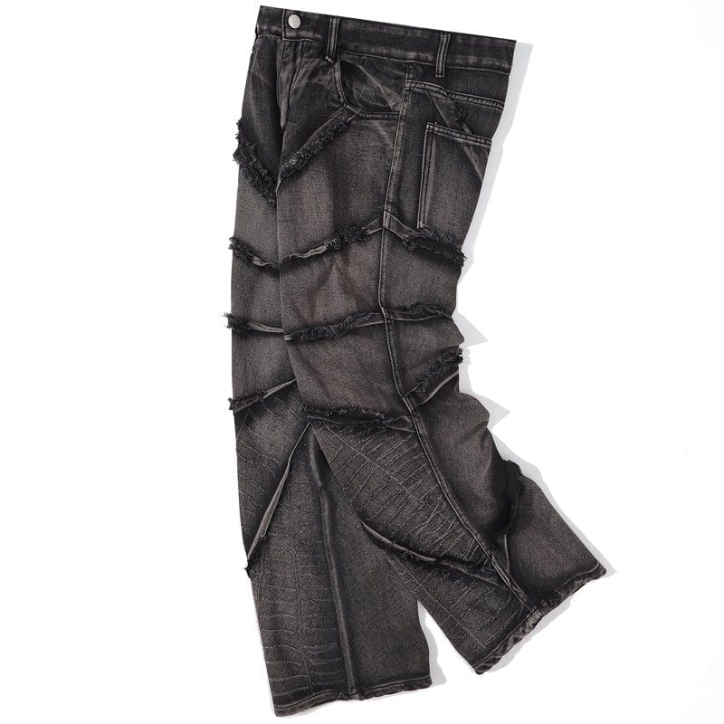 Lemandik® Distressed Wide Leg Jeans Spider Web